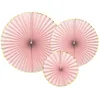 Image de 3 éventails déco rose clair 23-32-40cm