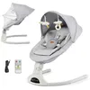 Image de Transat Bébé Kinderkraft TULSY électrique pliable 5 vitesses Bluetooth télécommande 3 positions Gris