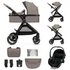 Image de Poussette combinée 3-en-1 Kinderkraft ESME PRO siège auto MINK PRO 2 i-Size inclus roues TPE increvables pliage compact Beige