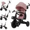 Image de Tricycle Kinderkraft AVEO 2 PLUS évolutif pliable 6 fonctions siège rotatif 360° allongé avec canopy UPF50+ Rose