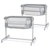 Image de Lit bébé Kinderkraft NESTE UP 2 autonome cododo 2 en 1 hauteur réglable sangles fixation matelas gris clair