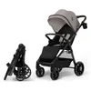 Image de Poussette Kinderkraft GRANDE 2 canne pliable compacte bébé allongée grandes roues amorties 22 kg CLICK&FOLD beige