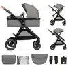 Image de Poussette Kinderkraft ESME 2 en 1 multifonction nacelle siège hamac travel system grandes roues tout terrain 25 kg gris