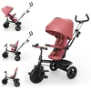 Image de Tricycle Kinderkraft ASTON 2 PLUS évolutif 6 en 1 siège pivotant 360° semi-allongé avec guidon parental canopy Rose