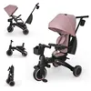 Image de Tricycle Kinderkraft JAZZ 3 pliable évolutif 6 modes siège pivotant inclinable canopy UPF50+ frein double roues Rose