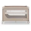Image de Lit parapluie Kinderkraft LEODY UP 2-en-1 pliage facile 2 niveaux entrée zippée maille aérée roulettes beige