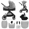 Image de Poussette 3 en 1 Kinderkraft VESTO 2 adaptateurs inclus siège réversible suspension ressort toutes roues pliage avec siège gris