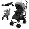 Image de Poussette Kinderkraft SIESTA 2 légère 79 kg pliage canne jusquà 22 kg ventilation filet appui-tête peekaboo mesh gris