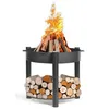 Image de Braséro de jardin MONTANA 60cm acier naturel avec support à bois CookKing 111361