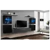 Image de Ensemble mural - Switch XIV - 4 vitrines - 1 banc TV - 2 étagères - Noir et graphite - Modèle 2