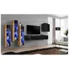 Image de Ensemble mural - Switch XIII - 3 vitrines LED - 1 banc TV - 1 vitrine carrée - Bois et noir - Modèle 1