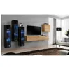 Image de Ensemble mural - Switch XIII - 3 vitrines LED - 1 banc TV - 1 vitrine carrée - Bois et noir - Modèle 2