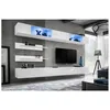 Image de Ensemble mural - FLY I - 2 rangements LED - 2 meubles TV - 2 étagères - Blanc - Modèle 2
