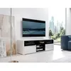 Image de Meuble TV / Meuble de salon - MARIO - 140 cm - blanc mat / noir brillant - sans LED - 4 niches ouvertes - 2 compartiments fermés