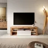 Image de Meuble TV - Selsey - Bianko - 140 cm - Chêne Lancaster - Blanc Brillant - LED