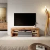 Image de Meuble TV - Selsey - Bianko - 140 cm - Chêne Lancaster/Gris Brillant - LED - Style Moderne