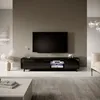 Image de Meuble TV Galhad - 175 cm - Noir mat/brillant - Grande capacité de rangement - Éclairage LED