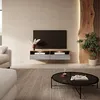 Image de Meuble TV - Selsey - Rednaw - 140 cm - Chêne Wotan/Gris Brillant - LED