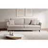 Image de Canapé - VOLIO - 221 cm - trois places velours hydrophobe - beige - pieds noirs