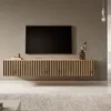 Image de Meuble Tv - Chêne artisanal (inserts noirs) - Telire - 175 x 316 x 30