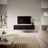 Image de Meuble TV - VELDIO - 140 cm noir avec façade fraisée