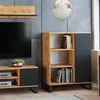 Image de Buffet FONDI commode avec 1 porte et 3 étagères - chêne wotan/noir- L 90 x P 40 x H 116cm Loft
