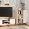 Image de FONDI Meuble Buffet commode armoire 1 porte et 3 étagères - chêne sonoma / blanc - L 90 x P 40 x H 116cm