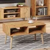 Image de Table basse scandinave chêne wotan avec pieds en bois   L 90 x P 50 x H 55 cm   SANDI