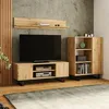 Image de Meuble TV Focus 135 cm Armoire TV chêne doré pieds métal loft