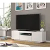 Image de Meuble TV bas universel Aura 150 cm Buffet HI-FI à suspendre ou à poser Blanc brillant sans LED