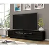 Image de Meuble TV universel Aura 200 cm à poser ou suspendu noir mat / noir brillant