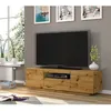 Image de Meuble TV bas universel Aura 150 cm Buffet HI-FI à suspendre ou à poser chêne artisan avec LED
