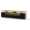 Image de Meuble TV bas EVA 180 cm avec double plateau de table et commode HiFi (chêne artisan / noir mat)