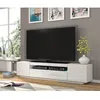 Image de Meuble TV bas universel Aura 200 cm à suspendre ou à poser blanc mat / blanc brillant avec LED