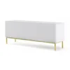 Image de Meubles TV - Meuble TV Ravenna avec 3 portes en bois et cadre doré - Blanc mat - L 150 x P 42 x H 58 cm Doré