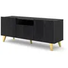 Image de Meuble TV DIUNA 145 cm 2D1K avec pieds noir brillant