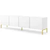 Image de Meubles TV - AC-Déco - Meuble TV à 4 portes avec cadre doré Surf - Blanc brillant- L 200 cm