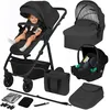 Image de Poussette 3 en 1 LIONELO Bianka -Jusquà 22 kg - Pack poussette Nacelle Siège auto sac et accessoires - Noir