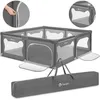 Image de Parc Bébé LIONELO Willow XL - 207x187 cm - Côtés en maille - Grand terrain de jeu de sécurité - Grille de protection - Gris