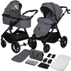 Image de Poussette 2 en 1 LIONELO Layla - Nacelle - Sac à langer - Habillage pluie - Accessoires - Jusquà 22kg - Gris