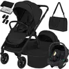 Image de Poussette 3en1 LIONELO Layla - Nacelle - Siège auto - Sac à langer - Habillage pluie - Accessoires - Jusquà 22kg - Noir