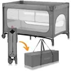 Image de Lit parapluie 2en1 LIONELO Jasmin - Parc bébé - Matelas en mousse T25 - Pliage Rapide - 2x Roulettes - Jusquà 15 kg - Gris