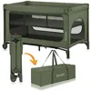 Image de Lit parapluie 2en1 LIONELO Jasmin - Parc bébé - Matelas en mousse T25 - Pliage Rapide - 2x Roulettes - Jusquà 15 kg - Vert