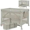 Image de Lit parapluie compact 2en1 LIONELO Laura - Parc bébé - Matelas haute densité - Roulettes - 0-36 mois - 2 niveaux du matelas - Beige