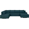 Image de Canapé dangle panoramique convertible -7 places - INDIAN - Tissu 100% polyester - Bleu canard - 360 x 228 cm