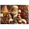 Image de Puzzle 505 pièces en bois : Le Père Noël et ses adorables lapins