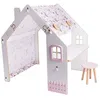 Image de Maisonnette pour enfant en bois Bianelli avec bureau - 114 x 93 x 120 cm - Blanc / Rose