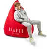 Image de Diablo Pouf Poire Gaming XXL Beanbag Pouf avec Remplissage pour Adultes avec des Perles EPS Polyester 110 cm x 100 cm (Rouge)