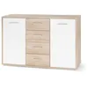 Image de Buffet bas PILVI - 2 portes et 4 tiroirs - Blanc et chêne sonoma - L 1226 x P 342 x H 811 cm