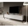 Image de Meuble TV - SELSEY - Bemmi - 150 cm - Blanc pieds noirs - Mélamine mate style industriel